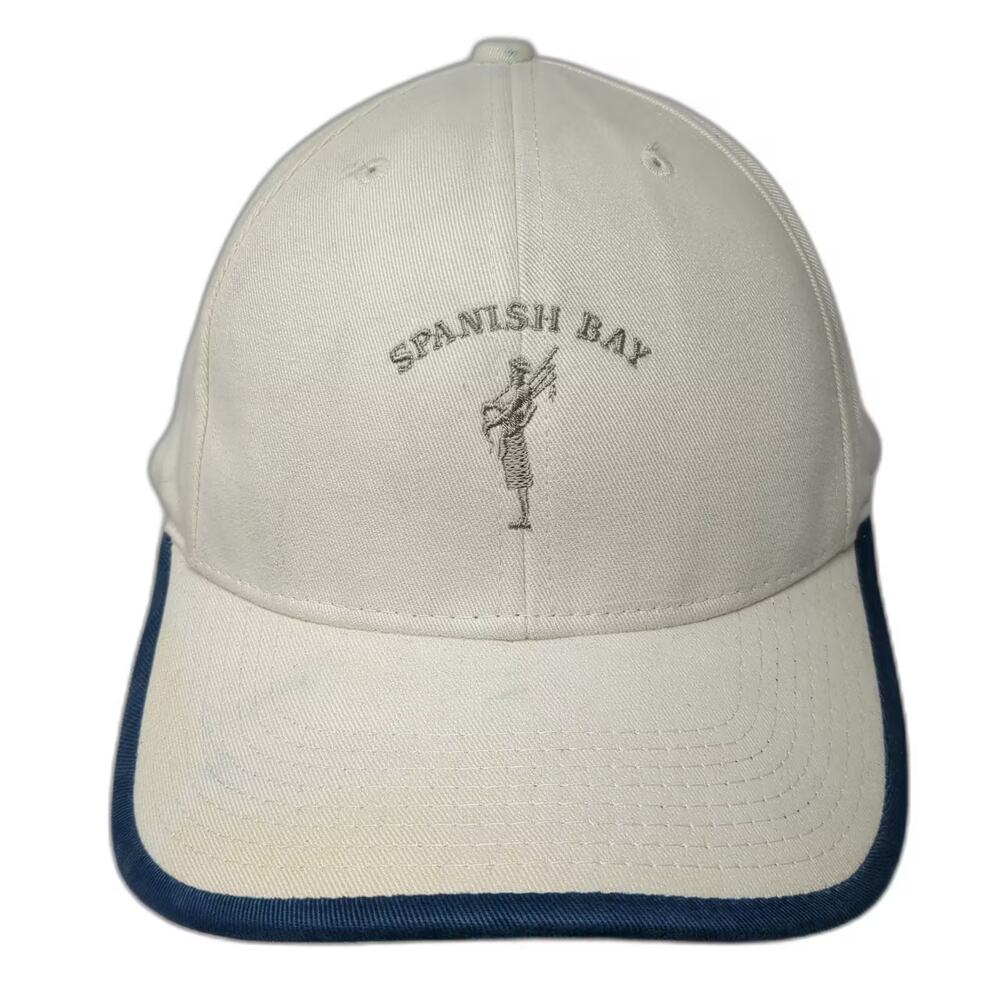 Sope Creek Spanish Bay Golf Baseball Cap Beige Blue OS Slideback Hat Embroidered
